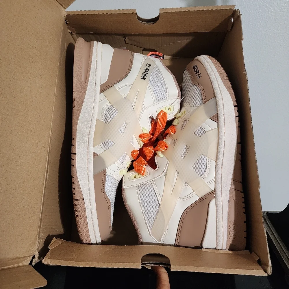 NEW P.E Nation X Asics Mid-Top Pearled Ivory EX89 Unisex Sneakers Size 8.5